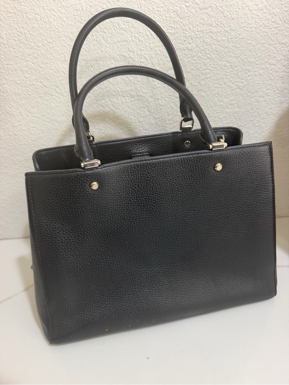 kate spade Black Pebbled Leather Structured Satchel - Picture 2 of 4
